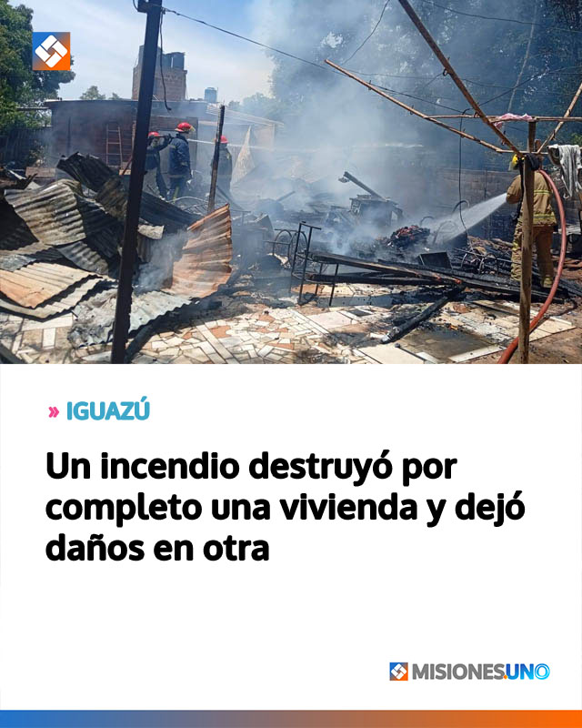 Un incendio destruyó por completo una vivienda y dejó daños en otra